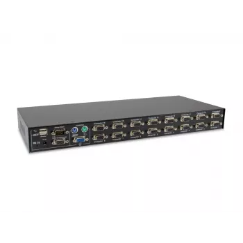 LevelOne KVM-3216 16 prievadų PS/2-USB VGA KVM jungiklis, 2048 x 1536 pikseliai, montavimas į stelažą, 1U, juoda