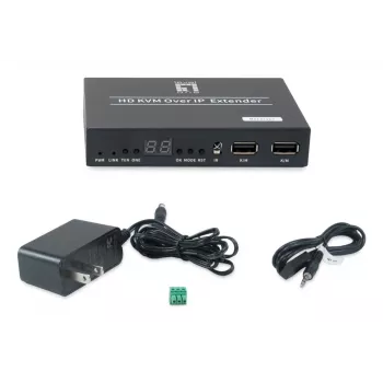HDMI siųstuvas video sienai LEVELONE HVE-6701R PoE — HDMI per IP, vieno kanalo