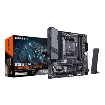 GIGABYTE B550M GAMING X WIFI6 pagrindinė plokštė – AMD Ryzen 5000, 5+3 fazių VRM, iki 3200MHz DDR4, PCIe 4.0 + PCIe 3.0 M.2, Wi-Fi 6, 1GbE LAN, USB 3.2 Gen 1