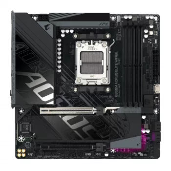 GIGABYTE B850M AORUS ELITE WIFI6E pagrindinė plokštė – AMD Ryzen 9000 serijos procesoriams, 12+2+2 fazių skaitmeninis VRM, iki 8200MHz DDR5 (OC), 1xPCIe 5.0 + 1xPCIe 4.0 M.2, WIFI 6E, 2.5GbE LAN, USB 3.2 Gen 2