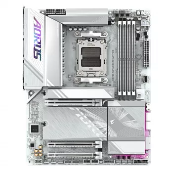 GIGABYTE X870E AORUS ELITE WIFI7 ICE pagrindinė plokštė – palaiko AMD Ryzen 9000 procesorius, 16+2+2 fazių skaitmeninis VRM, iki 8200Hz DDR5 (OC), 3xPCIe 5.0 + 1xPCIe 4.0, Wi-Fi 7, 2.5GbE LAN, USB 4