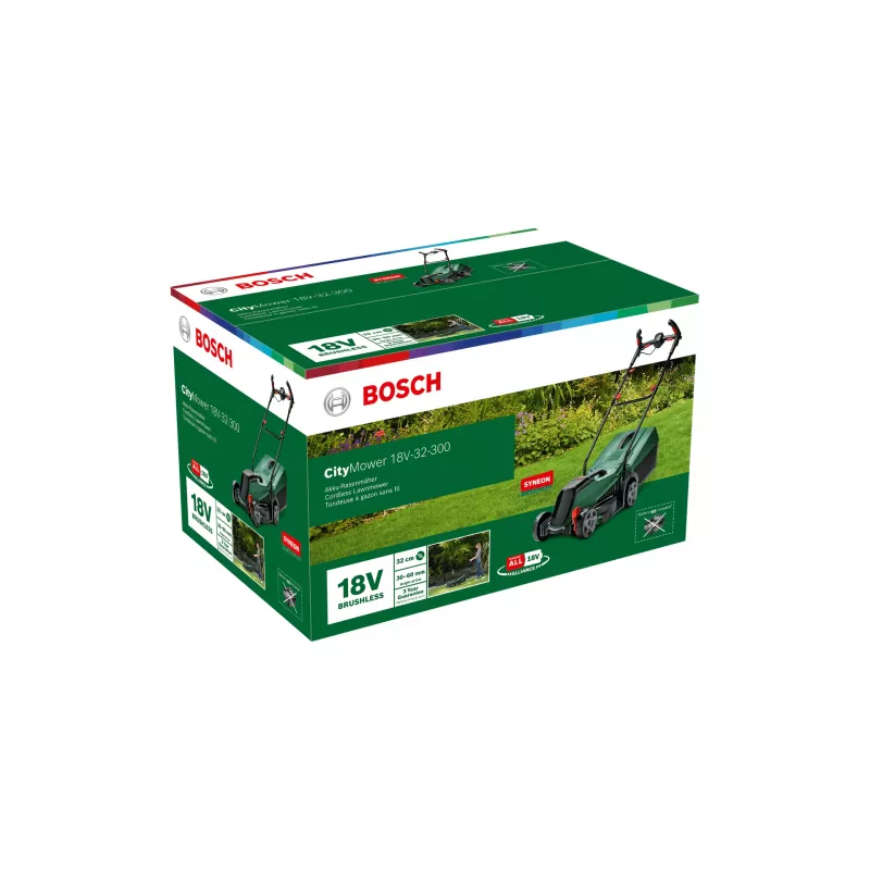 Bosch City Mower 18V-32 belaidė stūmimo vejapjovė, juoda/žalia