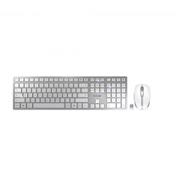 CHERRY DW 9100 SLIM belaidė klaviatūra su pele, RF Wireless + Bluetooth, QWERTY, sidabrinė