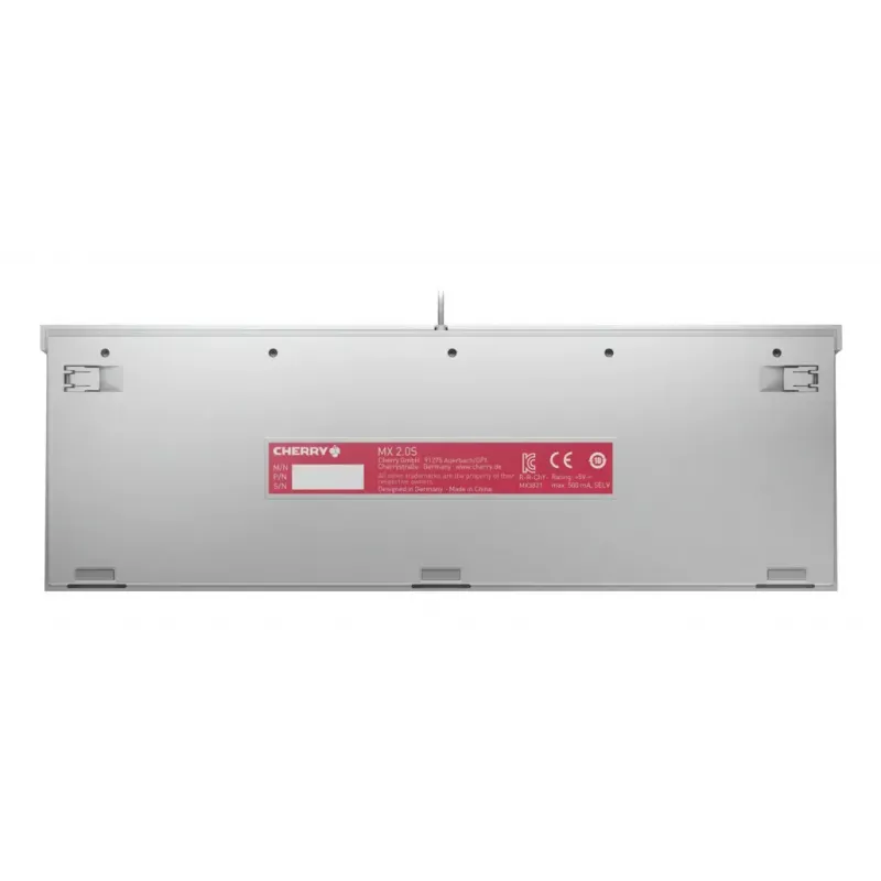 Mechaninė žaidimų klaviatūra Cherry MX 2.0S — pilnas dydis (100%), QWERTZ vokiškas išdėstymas, RGB apšvietimas, USB, balta