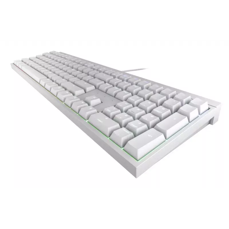 Mechaninė žaidimų klaviatūra Cherry MX 2.0S — pilnas dydis (100%), QWERTZ vokiškas išdėstymas, RGB apšvietimas, USB, balta