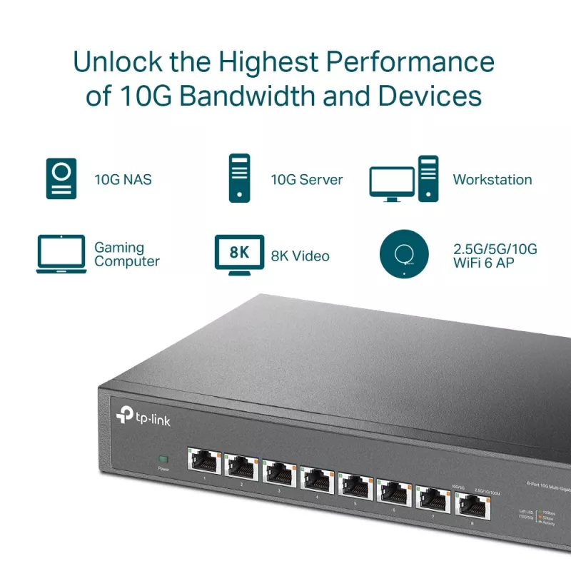 Nevaldomas jungiklis TP-Link TL-SX1008 8 prievadų 10G stalinis/statyvinis