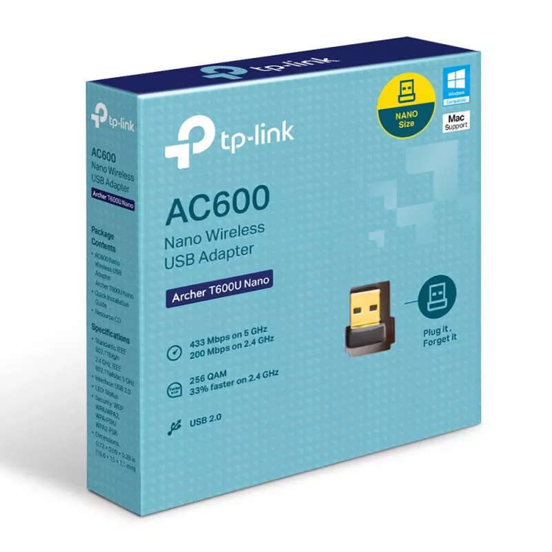 TP-Link AC600 ARCHER T600U NANO belaidis USB adapteris