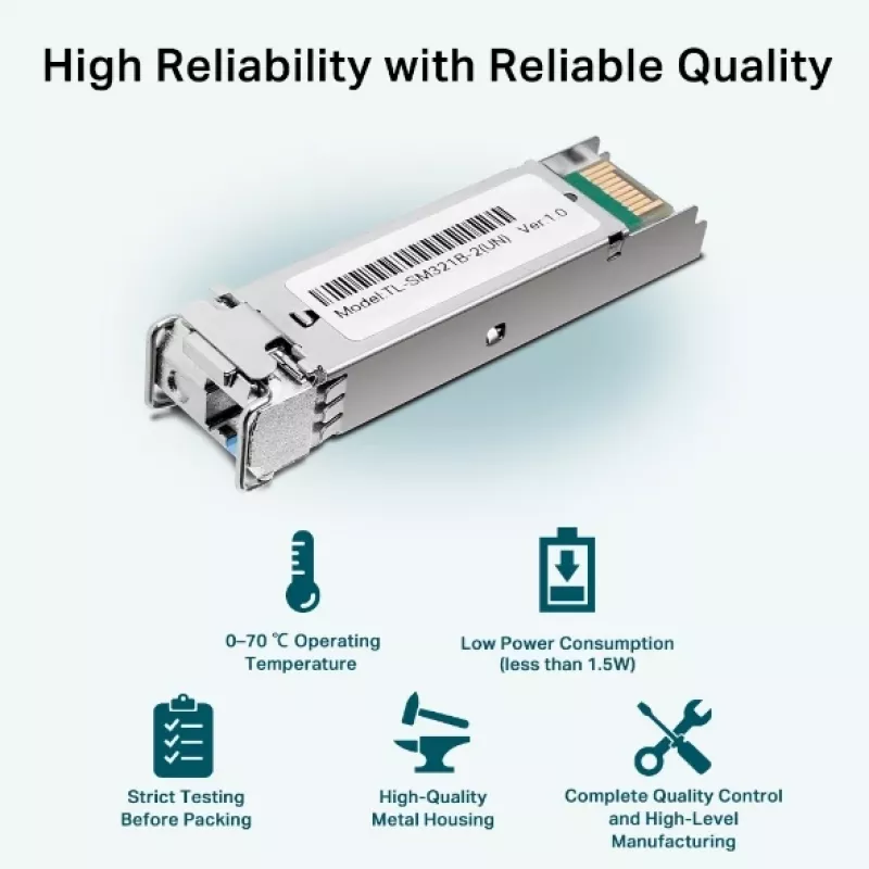 TP-Link TL-SM321B vienmodis dvipusis SFP modulis, 1250 Mbit/s, LC, 9/125 µm