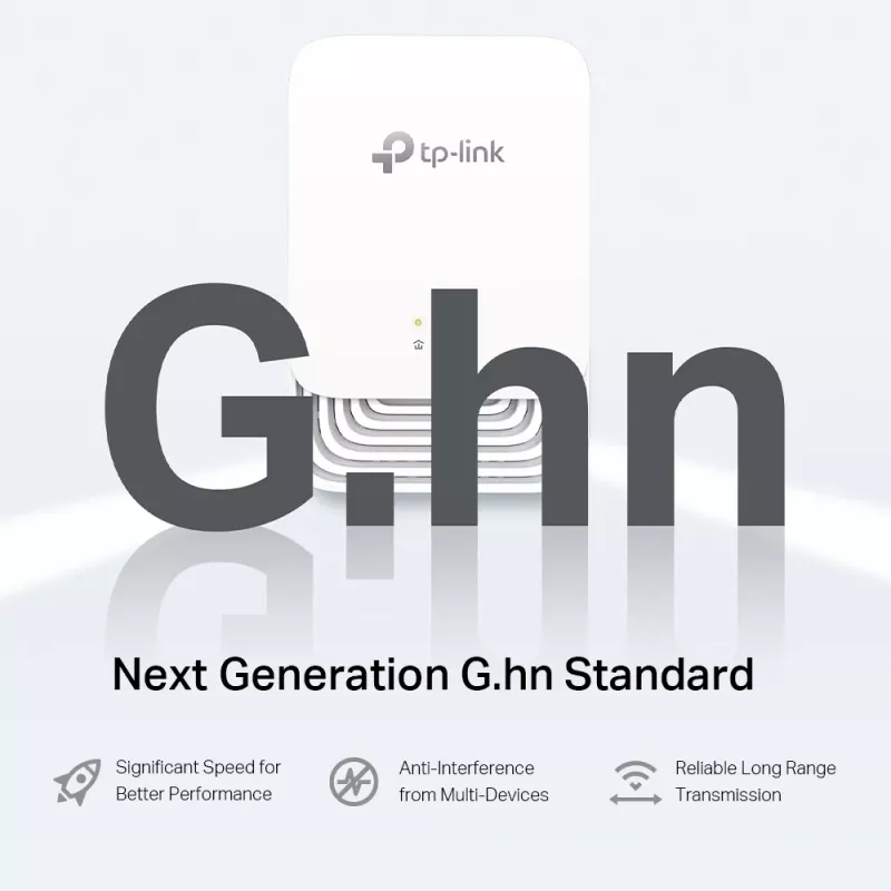 TP-Link G.hn1200 Powerline rinkinys, 607 Mbit/s, Gigabit Ethernet, 10/100/1000 Mbit/s, HomePlug AV2, 300 m, balta
