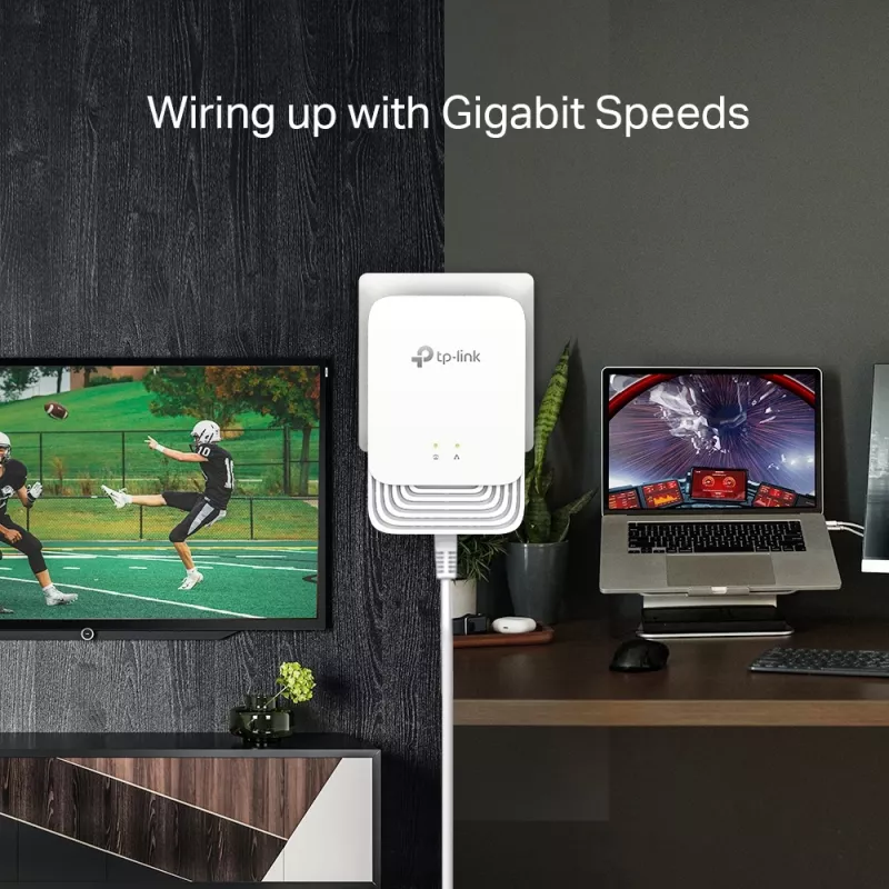 TP-Link G.hn1200 Powerline rinkinys, 607 Mbit/s, Gigabit Ethernet, 10/100/1000 Mbit/s, HomePlug AV2, 300 m, balta