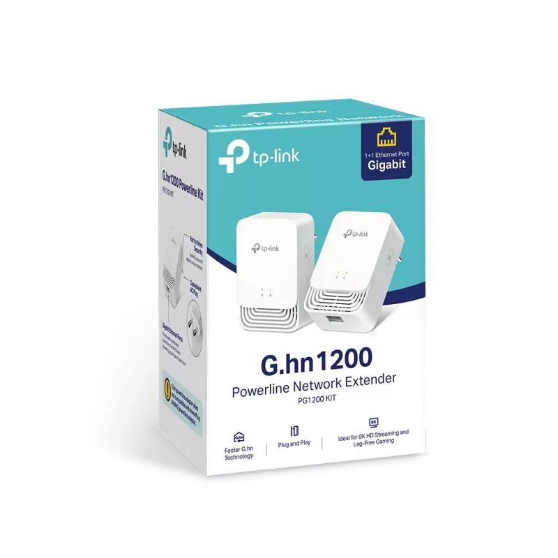 TP-Link G.hn1200 Powerline rinkinys, 607 Mbit/s, Gigabit Ethernet, 10/100/1000 Mbit/s, HomePlug AV2, 300 m, balta