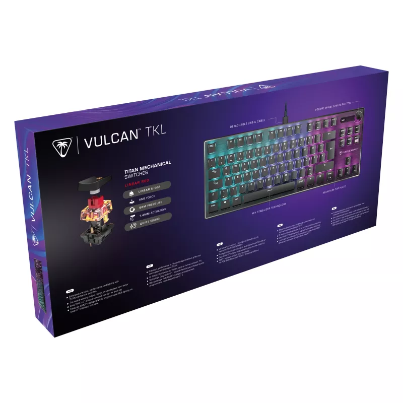 Turtle Beach Vulcan TKL klaviatūra, gaming, USB, QWERTZ, juoda