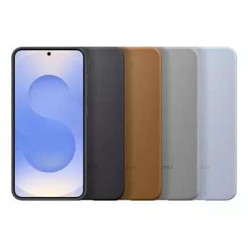Samsung Kindsuit dirbtinės odos dėklas Galaxy S25, šviesiai mėlynas
