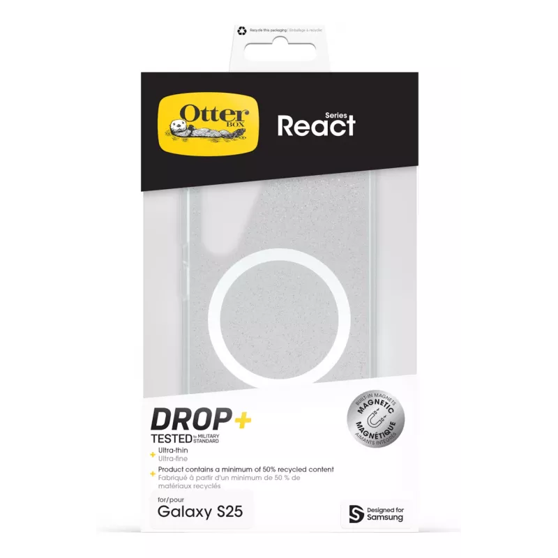 Samsung Otterbox React Case su magnetais Galaxy S25, Dangtelis, Samsung, Galaxy S25, 15,8 cm (6,2 colio), Juoda, Peršviečiama
