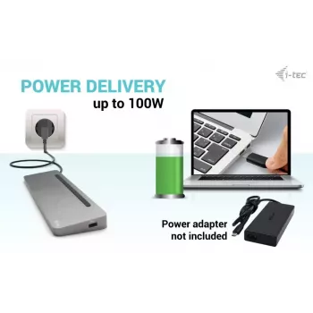i-tec USB-C Metal Ergonomic 3x 4K Doko stotelė su 100 W maitinimo tiekimu