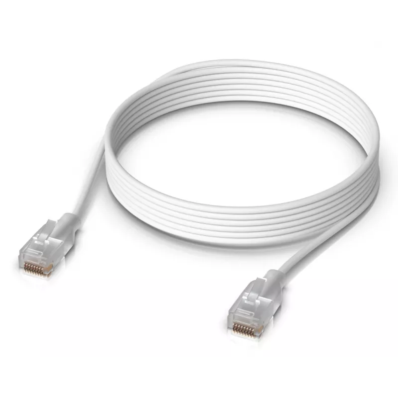 Tinklo jungiamasis kabelis UBIQUITI UACC-Cable-Patch-EL-3M-W — Cat6, 3 m, 2,5 GbE, PoE++ (4PPoE), baltas