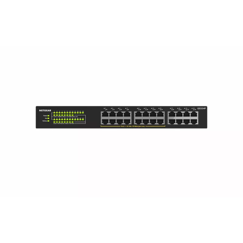 NETGEAR GS324P 24 prievadų nevaldomas Gigabit Ethernet jungiklis su PoE, 1U