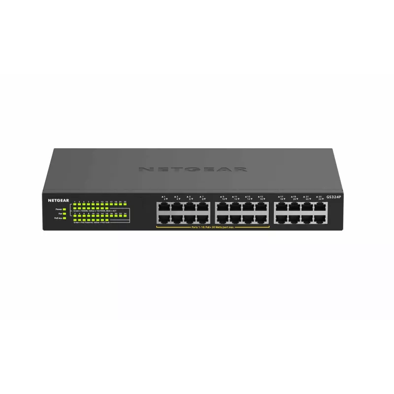 NETGEAR GS324P 24 prievadų nevaldomas Gigabit Ethernet jungiklis su PoE, 1U