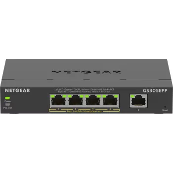 NETGEAR GS305EPP 5 prievadų Gigabit Ethernet valdomas jungiklis su PoE