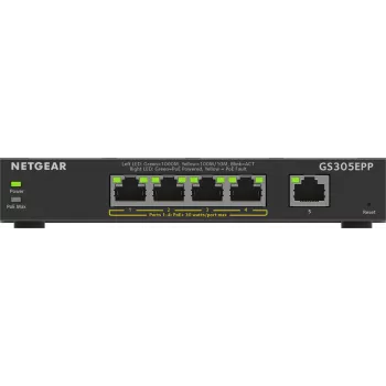 NETGEAR GS305EPP 5 prievadų Gigabit Ethernet valdomas jungiklis su PoE