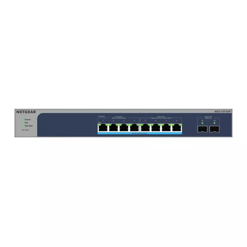 NETGEAR MS510TXUP valdomas tinklo jungiklis, L2/L3/L4, 10G Ethernet (100/1000/10000), PoE, pilka/mėlyna