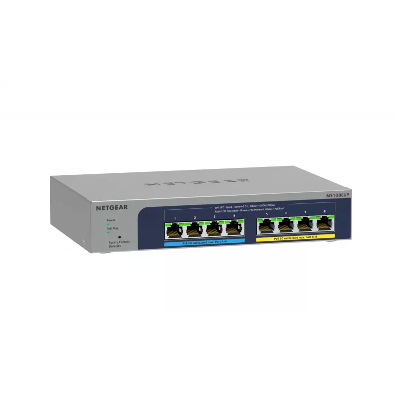 NETGEAR 8 prievadų Ultra60 PoE++ Multi-Gigabit (2.5G) Ethernet Plus jungiklis valdomas L2/L3, pilka