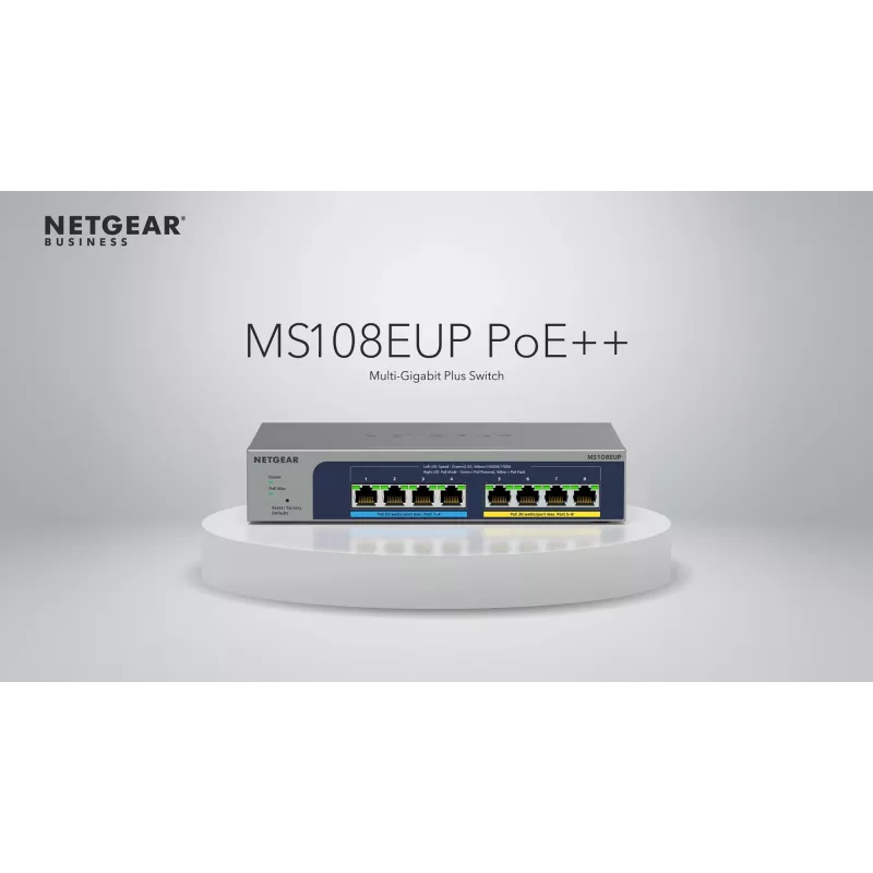 NETGEAR 8 prievadų Ultra60 PoE++ Multi-Gigabit (2.5G) Ethernet Plus jungiklis valdomas L2/L3, pilka