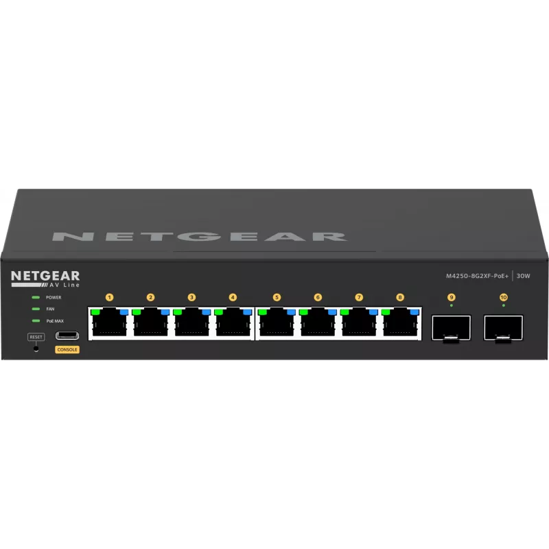 Valdomas tinklo jungiklis NETGEAR GSM4210PX 8x1G PoE+ 220W 2xSFP+