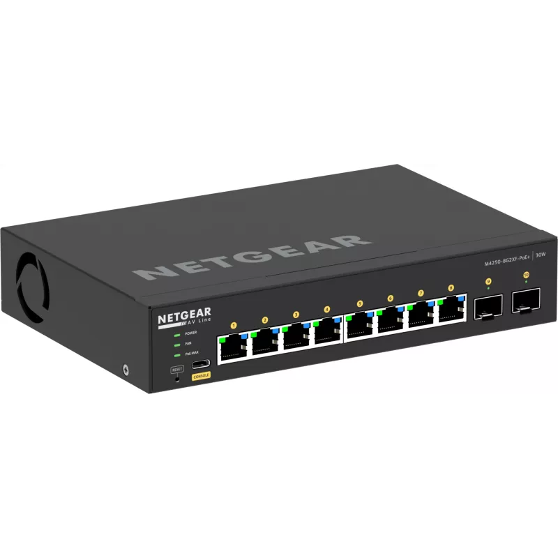 Valdomas tinklo jungiklis NETGEAR GSM4210PX 8x1G PoE+ 220W 2xSFP+