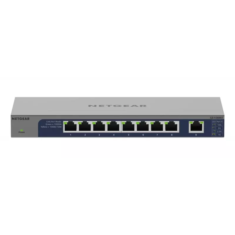 NETGEAR GS108MX-100EUS tinklo jungiklis, nevaldomas L2, Gigabit Ethernet (10/100/1000), stalinis / montuojamas ant sienos