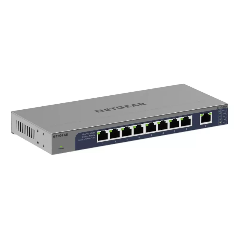 NETGEAR GS108MX-100EUS tinklo jungiklis, nevaldomas L2, Gigabit Ethernet (10/100/1000), stalinis / montuojamas ant sienos
