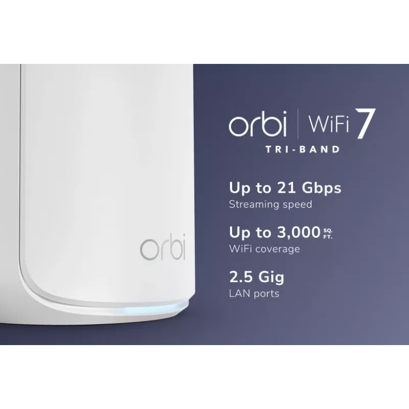 NETGEAR Orbi 870 palydovas – Wi-Fi 7 trijuostis (2,4 GHz / 5 GHz / 6 GHz) baltas, vidinės antenos