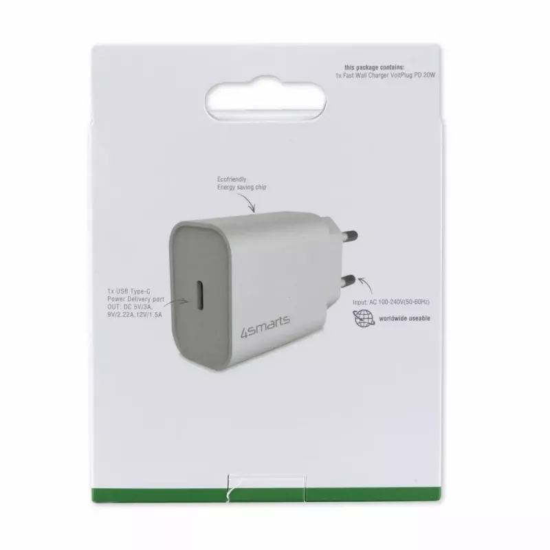 USB įkroviklis 4smarts 465575 Universal White 20W PD