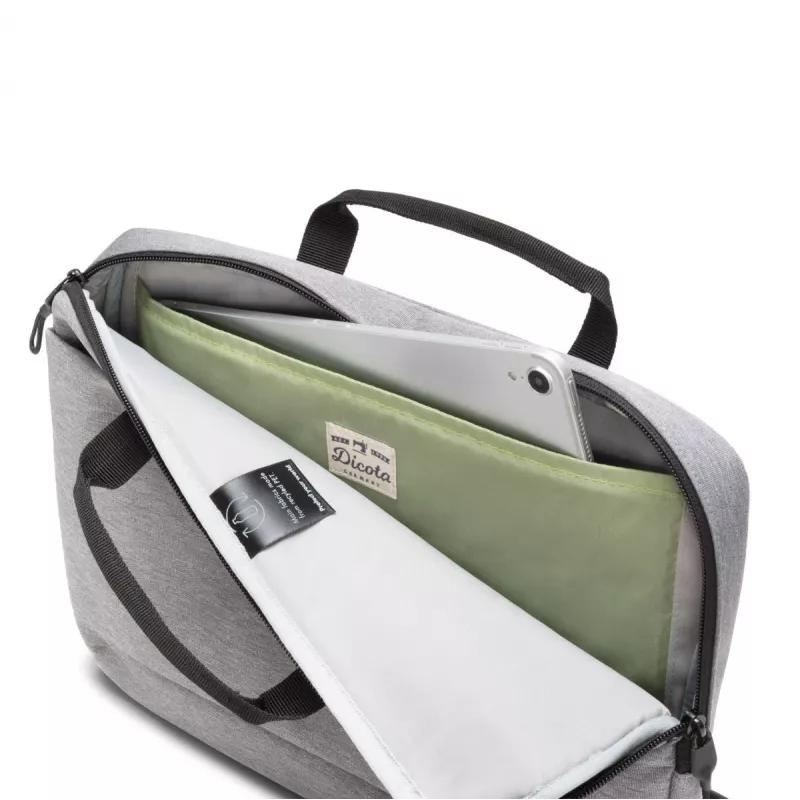 Dėklas nešiojamam kompiuteriui DICOTA Slim Eco Motion - 14-15.6 col. - šviesiai pilka / 600d RPE poliesteris