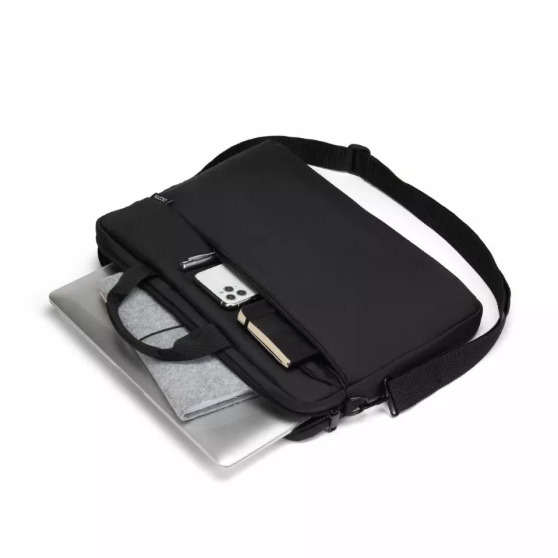 DICOTA Slim Case One – dėklas nešiojamam kompiuteriui 13–14,1 col. – juoda / 300d perdirbtas PET poliesteris
