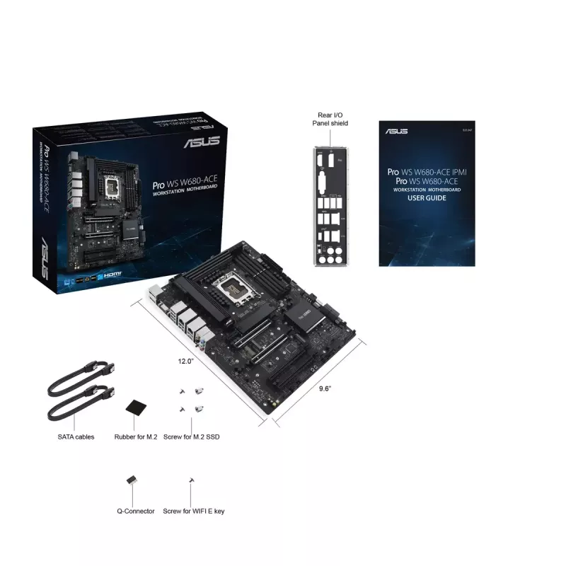 Pagrindinė plokštė ASUS PRO WS W680-ACE – Intel W680 ATX, LGA 1700, DDR5, 4 DIMM (128 GB), 3x M.2, 2x 2,5Gb LAN, 7.1 garso