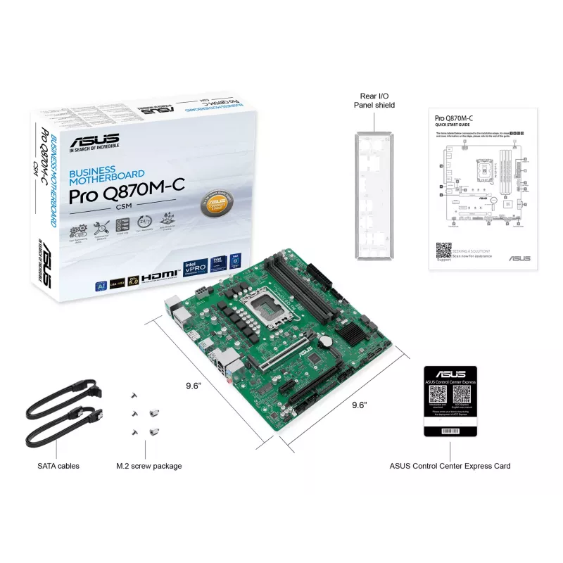 ASUS PRO Q870M-C-CSM pagrindinė plokštė, Intel® Q870, LGA 1851 (Socket V1), micro ATX
