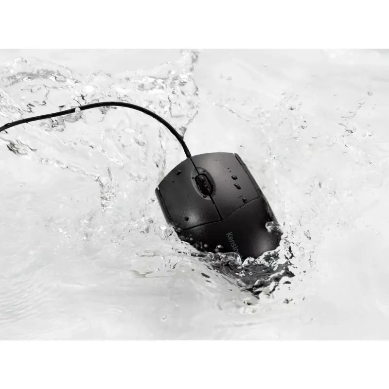 Kensington Pro Fit Wired Washable Mouse, ambidekstrinė, optinė, USB, 1600 DPI, juoda
