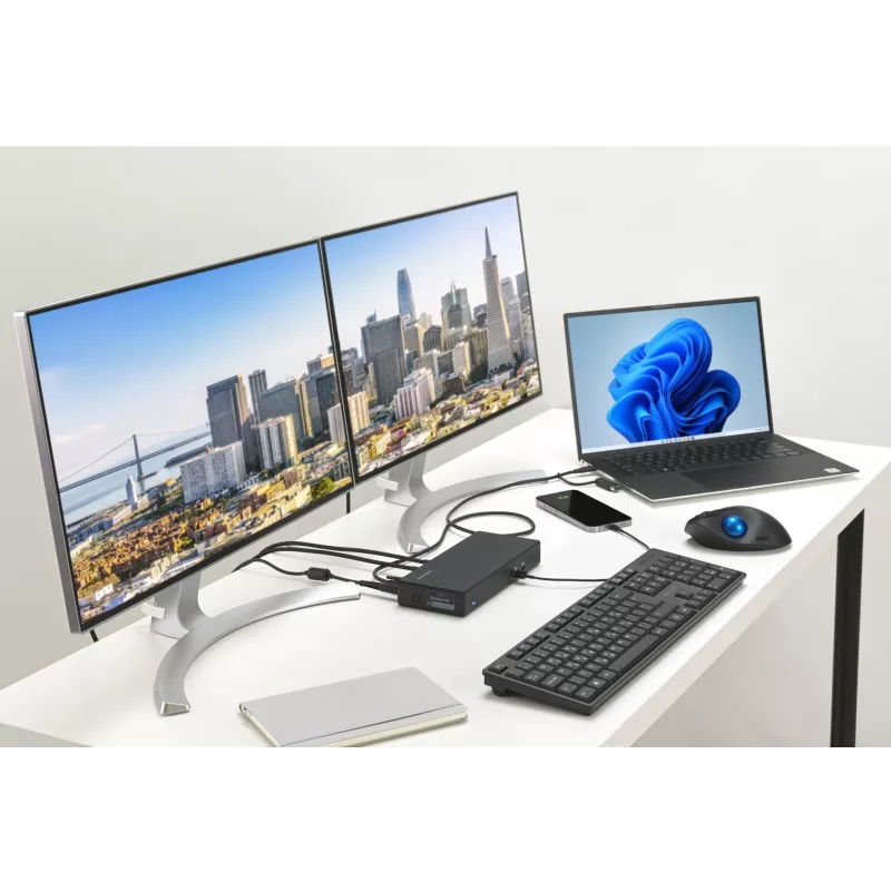 Kensington SD4781P EQ USB-C & USB-A dviguba 4K doko stotelė, laidinė, USB 3.2 Gen 2 (3.1 Gen 2) Type-C, 100 W, 3,5 mm, 10/100/1000 Mbit/s, juoda