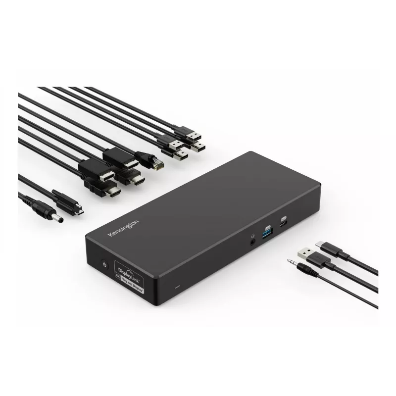 Kensington SD4781P EQ USB-C & USB-A dviguba 4K doko stotelė, laidinė, USB 3.2 Gen 2 (3.1 Gen 2) Type-C, 100 W, 3,5 mm, 10/100/1000 Mbit/s, juoda
