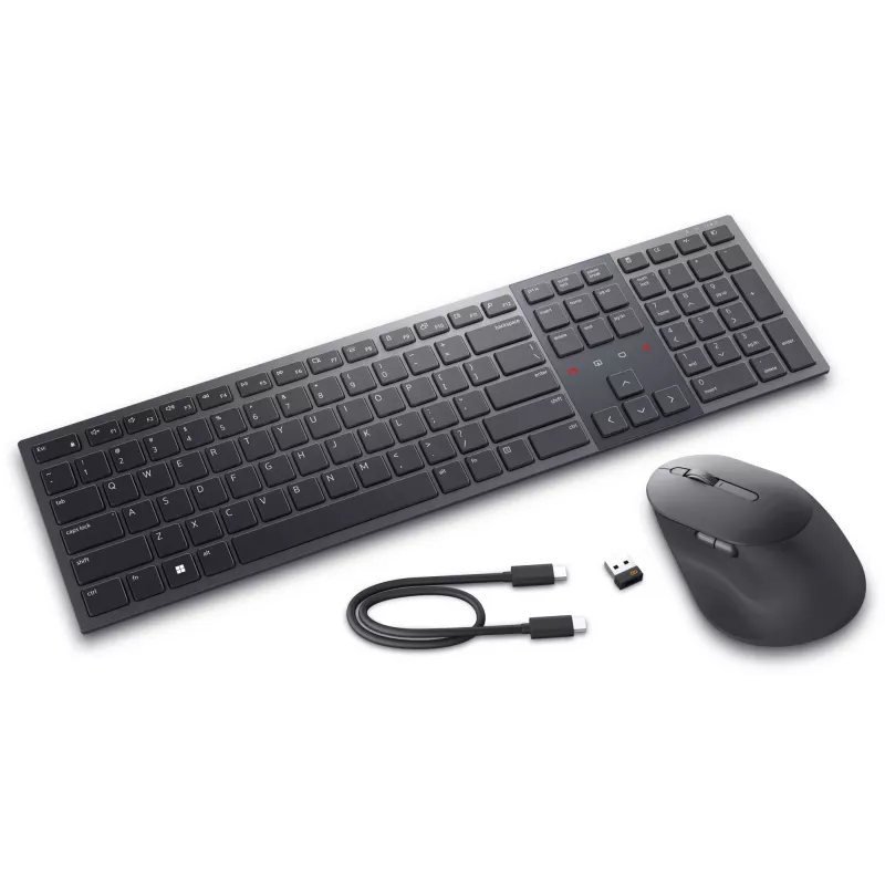 DELL KM900 belaidė klaviatūra ir pelė, RF + Bluetooth, QWERTZ vokiškas išdėstymas, grafito spalva