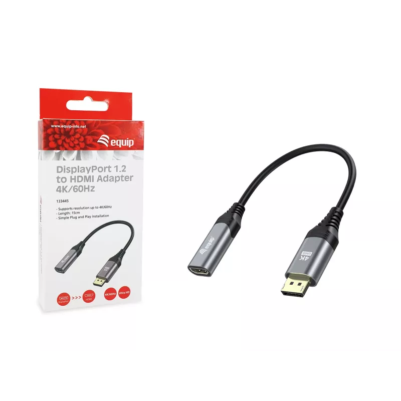 Equip DisplayPort 1.2 į HDMI adapteris, 4K/60Hz, 0,15 m