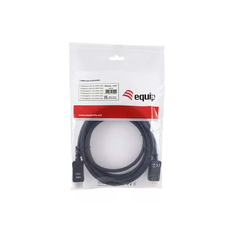 Equip DisplayPort 2.1 laidas, 3,0 m, 16K/60Hz, 40 Gbps