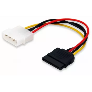 Equip SATA vidinis maitinimo laidas, Molex (4 kontaktų), SATA 15 kontaktų, 0,15 m, Kištukas, Tiesus, Tiesus