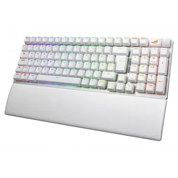 Belaidė žaidimų klaviatūra ASUS ROG Strix Scope II 96 Wireless, USB + RF belaidis + Bluetooth, QWERTZ, vokiškas, balta