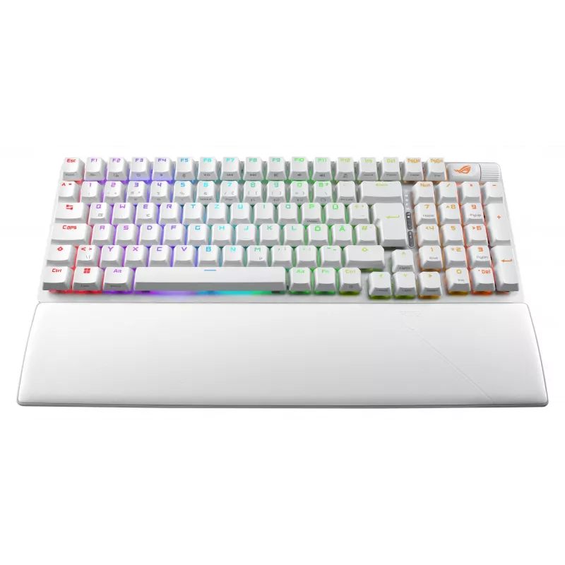 Belaidė žaidimų klaviatūra ASUS ROG Strix Scope II 96 Wireless, USB + RF belaidis + Bluetooth, QWERTZ, vokiškas, balta