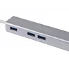 Equip USB-C į 3 prievadų USB 3.0 šakotuvas su Gigabit eterneto adapteriu, USB 3.2 Gen 1 (3.1 Gen 1) Type-C, sidabrinis, aliuminis
