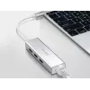 Equip USB-C į 3 prievadų USB 3.0 šakotuvas su Gigabit eterneto adapteriu, USB 3.2 Gen 1 (3.1 Gen 1) Type-C, sidabrinis, aliuminis