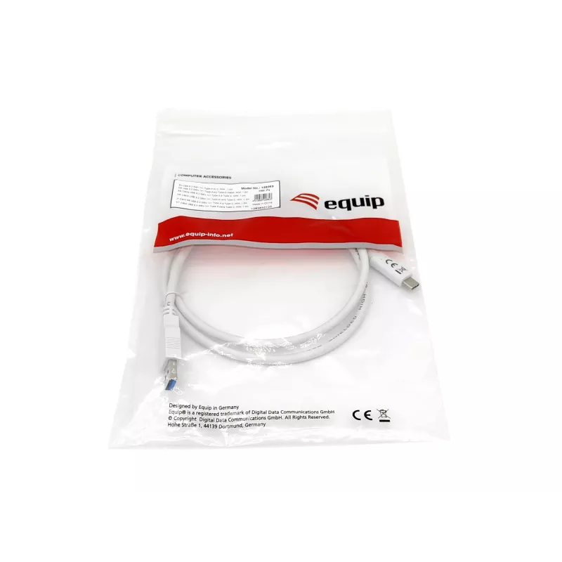 Equip USB 3.2 Gen 1 Type-C į A laidas, vyriškas/vyriškas, 1 m, USB A, USB C, USB 3.2 Gen 1 (3.1 Gen 1), 5 Gbit/s, Baltas