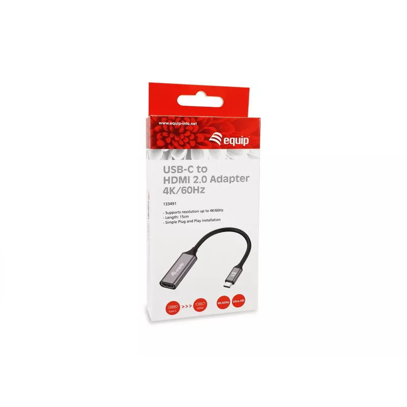 Equip USB-C į HDMI 2.0 adapteris, 4K/60Hz, 0,15 m